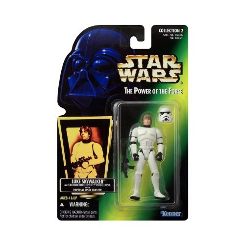 star wars holographic cards Star Wars Power of the Force Green Holo Card Luke Skywalker in Stormtrooper Disguise Action Figure