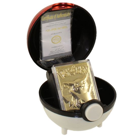 1999 Pokemon Pikachu W/ Pokeball Gold Card (Not Packaged, W/ Coa)