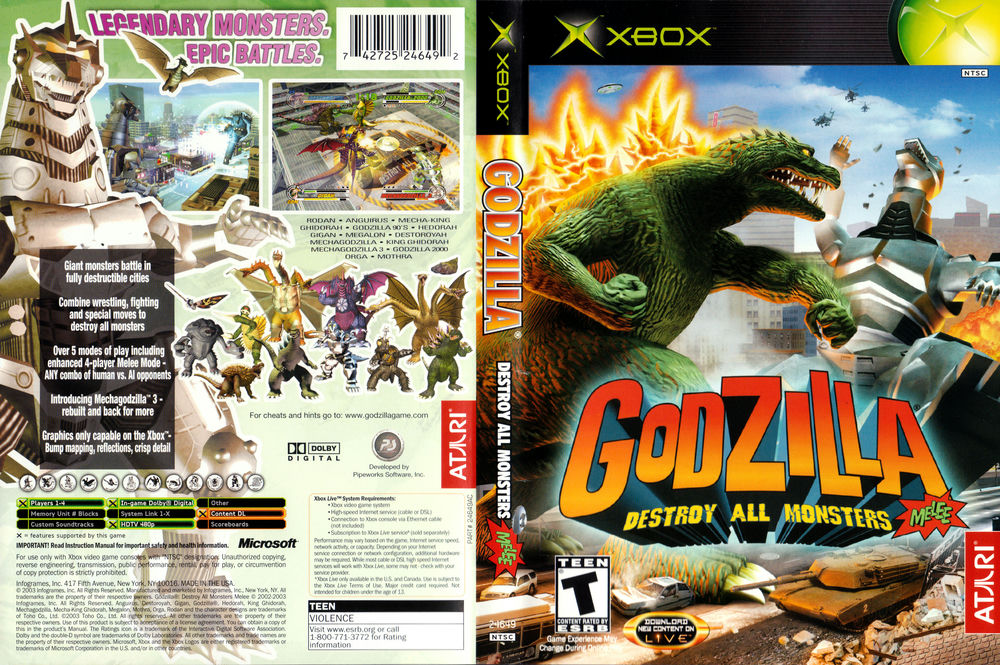 destroy all monsters xbox Xbox Godzilla Destroy All Monsters Melee W/ Manual