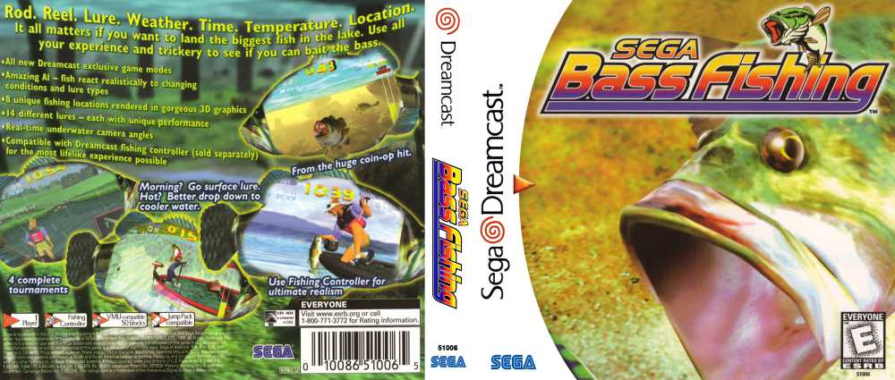 dreamcast fishing reel Sega Dreamcast Sega Bass Fishing, Made Case Printed Art Sleeve