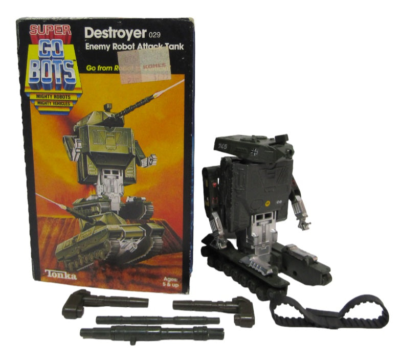 1984 Tonka Super GoBots Destroyer Enemy Robot Attack Tank with original illustrated packaging