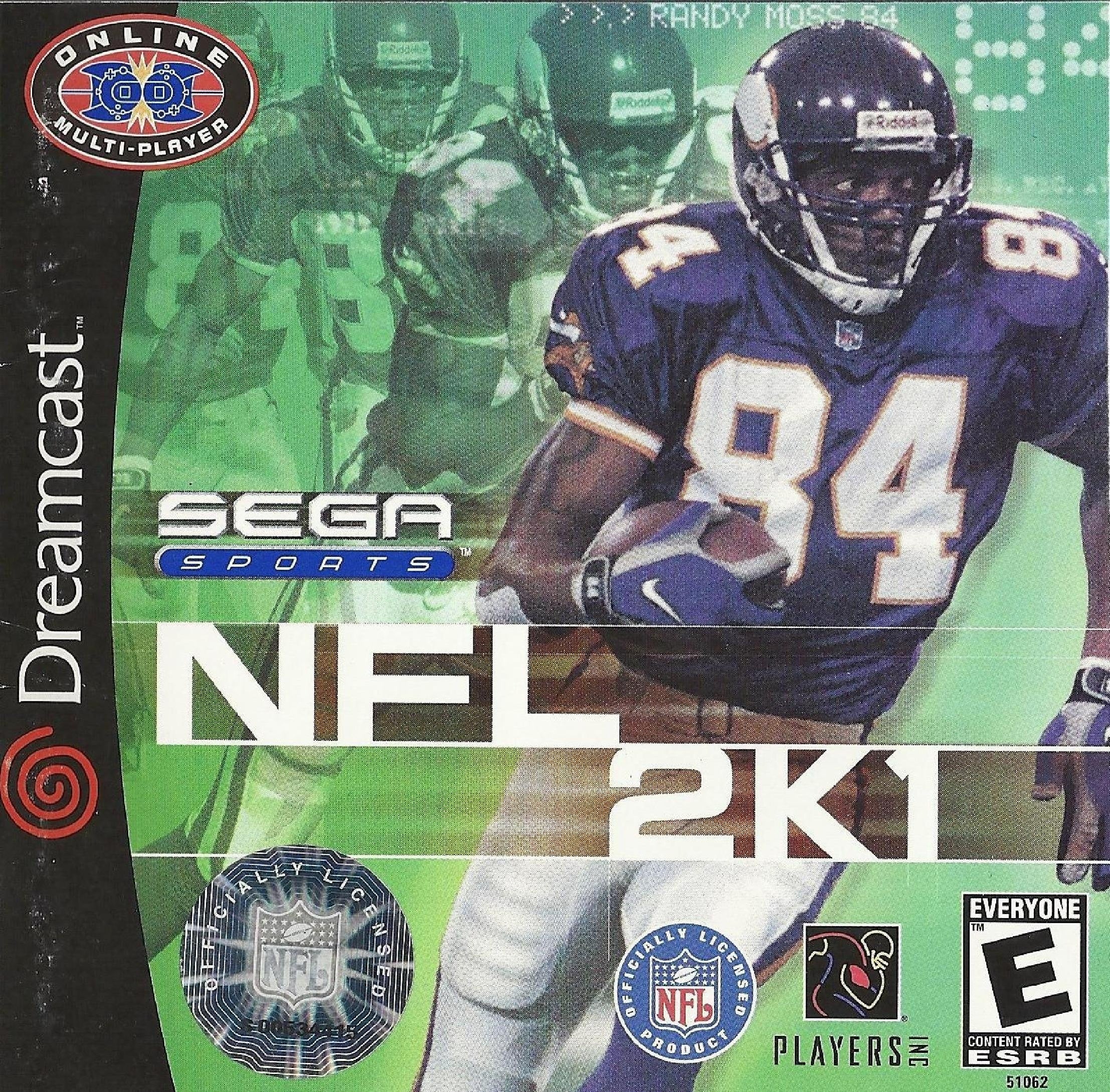 Sega Dreamcast NFL 2K1, Made Case Printed Art