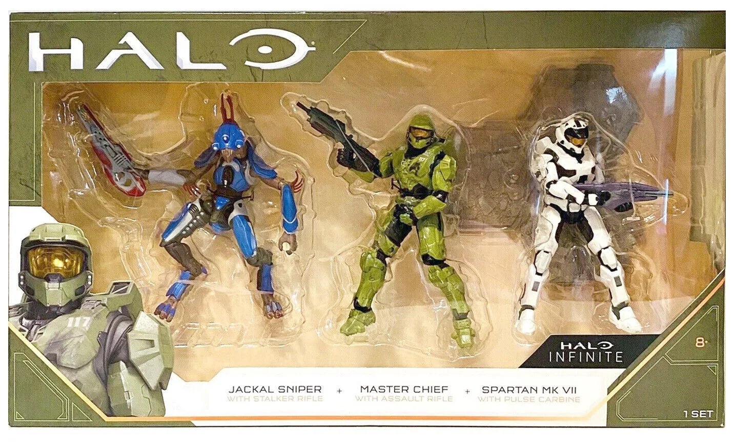 Halo Actionfiguren – Master Chief, Spartan MK VII & Jackal Sniper, 10 Cm